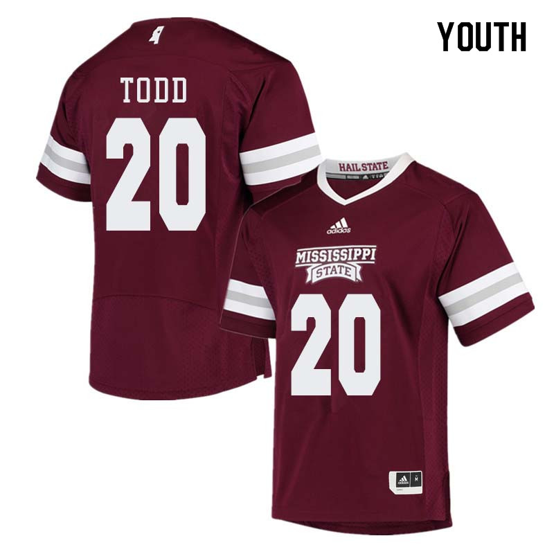 Youth #20 Reginald Todd Mississippi State Bulldogs College Football Jerseys Sale-Maroon - Click Image to Close